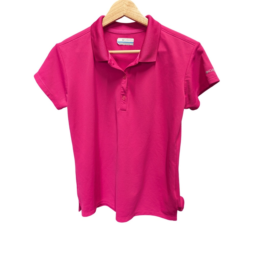 Columbia PFG Polo Shirt Women Medium Pink Excellent Short Sleeve Performance